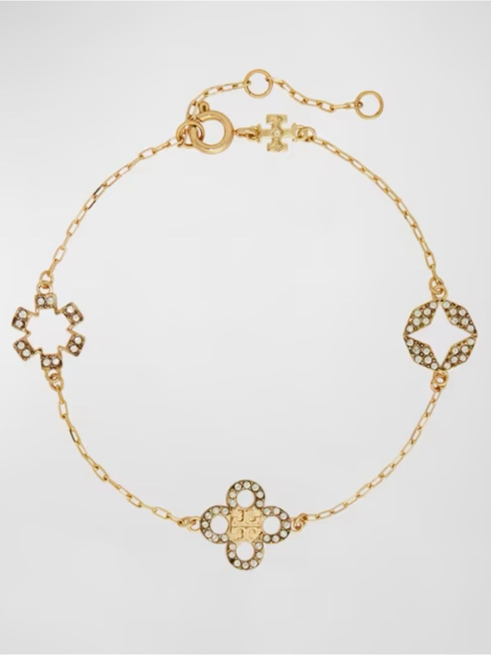 New Tory Burch Pave KIRA CLOVER BRACELET in gold. Retail $150 Comes with Tag